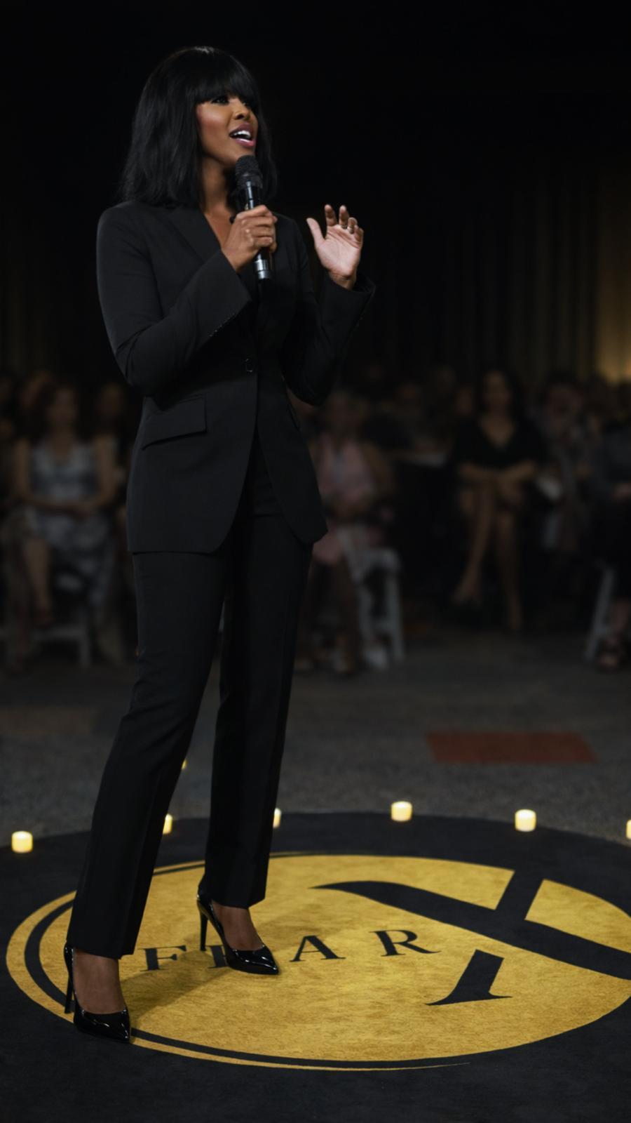Shannon Muruli standing on the FEARX Courage Carpet